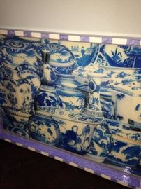 Annie Modica handmade tray is constructed from high quality wood and is hand painted. (blue trim - not purple)