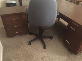 Walsh Bros L-Shaped Desk w Brass Pulls