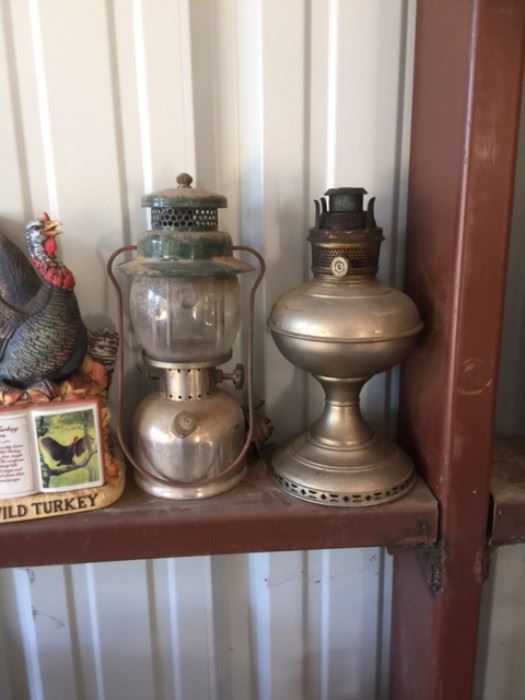 Antique Lantern & Oil Lamp