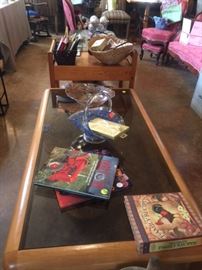 Smoked Glass Top Blonde Wood Coffee Table