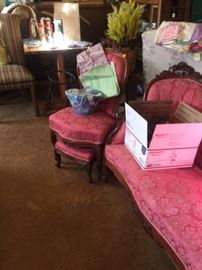 Carved Rose Wood Chairs and Settee