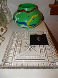 Waterford dish and art glass