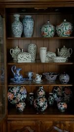 Lennox, Blue & White, Black Floral China.