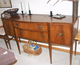 Duncan Phyfe Style Mahogany Table w/6 Chairs & 1 Leaf; Matching China Hutch & Sideboard