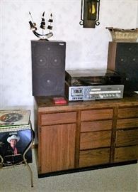 Stereo System,  LPs and 45 Records