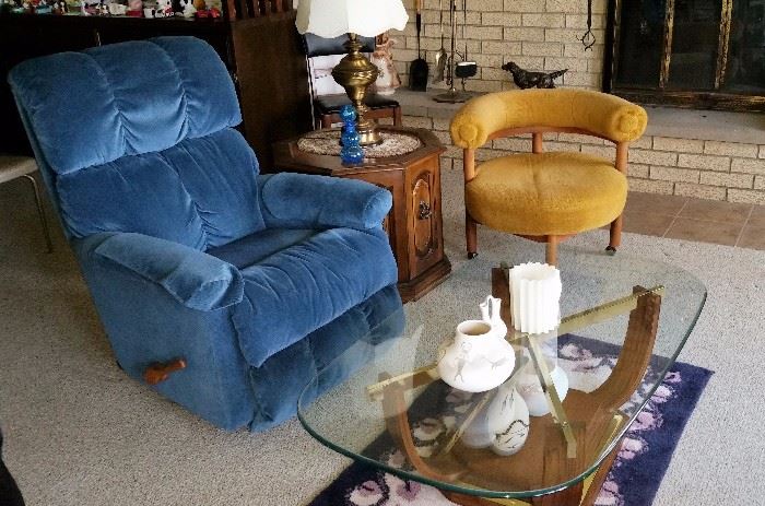 Recliner,  MCM  Glass Coffee Table