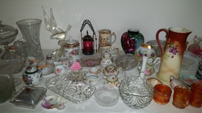 Victorian, Carnival, Pattern, Pressed Cut Glass, Porcelain