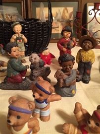 Multi-cultural figurines; teddy bears
