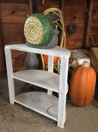 Shabby chic half moon table; garden snail