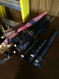 Vintage and newer umbrellas