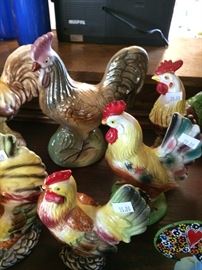 Vintage, ceramic chickens