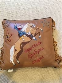 Vintage leather Roy Rogers pillow