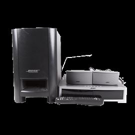 Bose Media System and Speakers: A Bose model AV3-2-1II GSX Media Center with two small, easy-to-place shelf speakers, integrated DVD/CD player and AM/FM tuner, remote control and media center controls, HDMI video connection and inputs for three components.