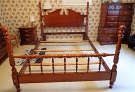 4 Pc. American Drew Bedroom Set: Queen Bed, 7 Drawer Dresser w/Mirror, 6 Drawer Chest on Chest, 3 Drawer Night Stand