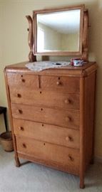 6 Drawer Birds Eye Maple Chest w/Mirror