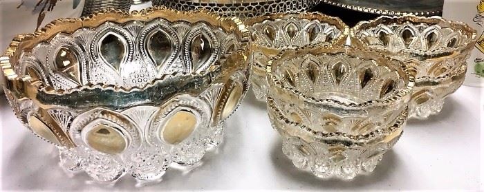 Gold Trimmed Cut Glass Bowls