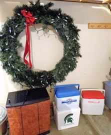 Dehumidifier, Coolers, & Lighted Wreath