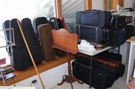 EMPTY violin cases, music stands.