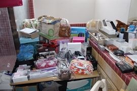 Packaged gift sets, Estee Lauder, Clarins, ceramic hair straighteners, hair dryers, Oral B electric tooth brushes, Clarsonics, make up bags and travel bags. 