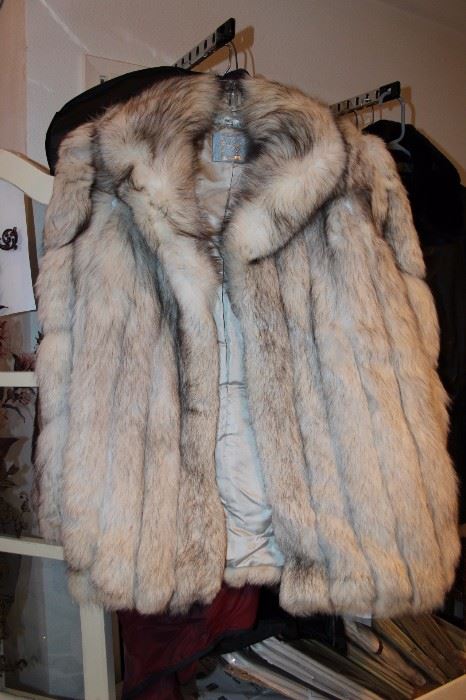 Silver fox fur jacket.
