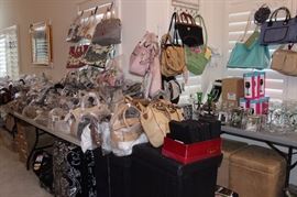 Designer bags and purses.