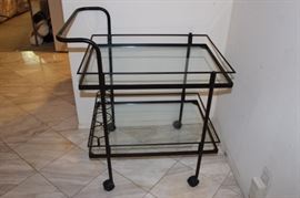 Metal and gass cocktail cart.
