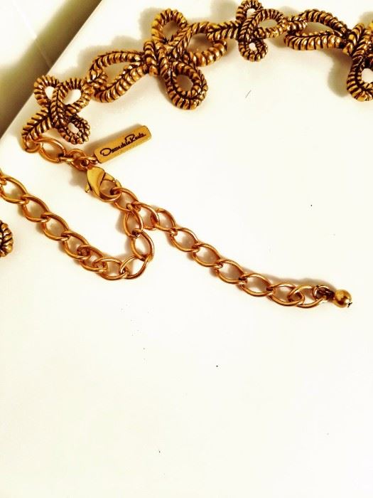 Oscar de la Renta 18k gold Plated long heavy necklace 1973 Signed 