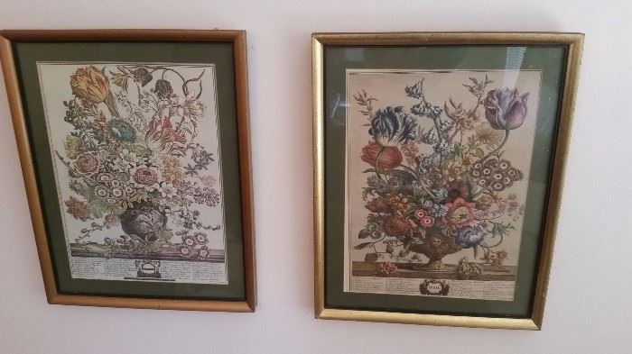 vintage months of the year botanical wall prints