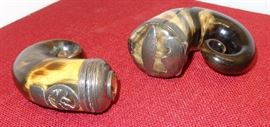 Scottish snuff mulls - silver mounted ram's horn