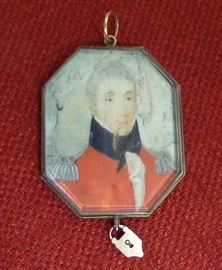 Early 19th C. British soldier miniature painting in gold locket