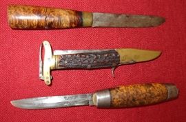 Pair of Scandinavians and a rare folding dagger / boot knife