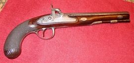 English traveling pistol by Mortimer & Son