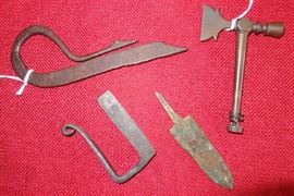 Flint strikers, a musket tool and a copper culture spear point