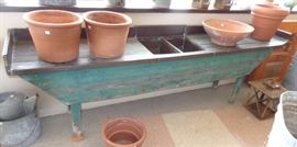 8 ft. long copper top potting bench