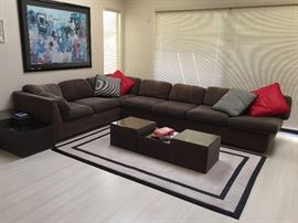Mod sectional and coffee table with matching end tables