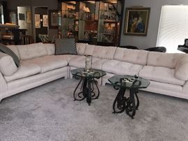 Vintage neutral  low profile sectional 