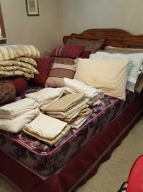 Queen bed and linens