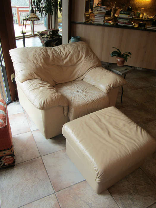 leather chair and ottoman