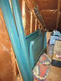 distressed green sleigh bed