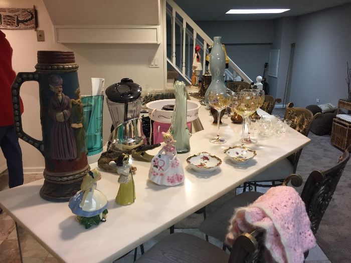 lots of glass and vintage figurines