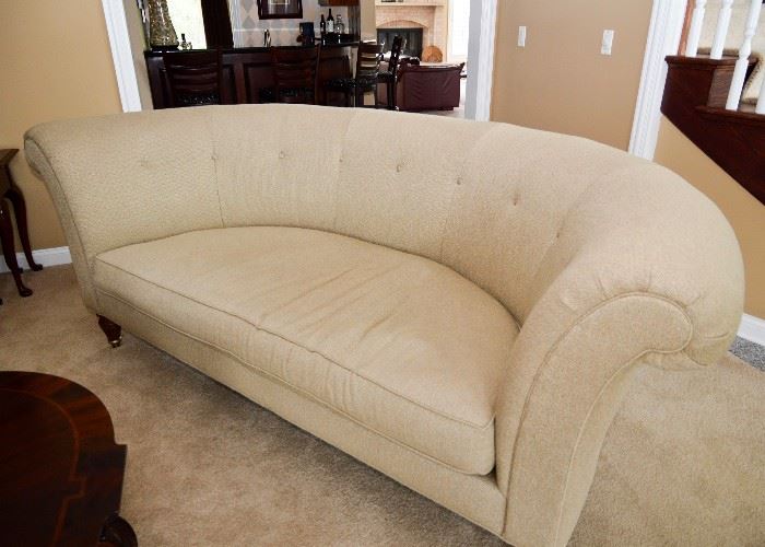 SOLD--Lot #301, Henredon Schoonbeck Collection Tufted Curved Sofa, (Approx. 98" L x 47" W x 38" H, Seat is 20" H), $500