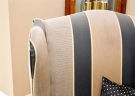 BUY IT NOW!  Lot #303, Striped Upholstery Wingback Chair, (Approx. 31" W x 43" H at the back, Seat is 19" H), $100