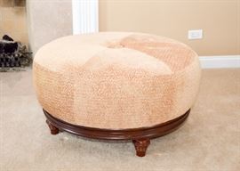 SOLD--Lot #304, Large Round Bombay Ottoman, (Approx. 34" Dia x 17" H), $100