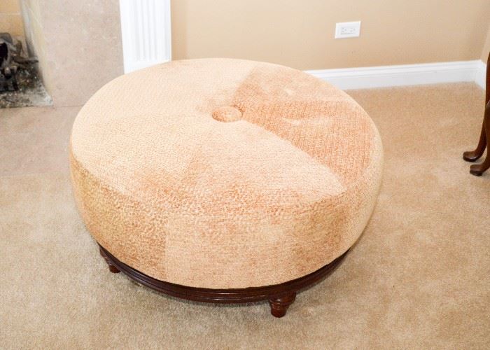 SOLD--Lot #304, Large Round Bombay Ottoman, (Approx. 34" Dia x 17" H), $100