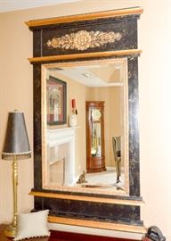 SOLD--Lot #306, Large Black & Gold Wall Mirror, (Approx. 60" L x 32" W), $150