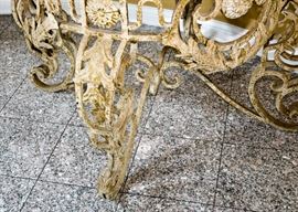 BUY IT NOW!  Lot #307, Iron & Stone Occasional / Entry / Foyer Table, (Approx. 39" Dia x 30" H), $300