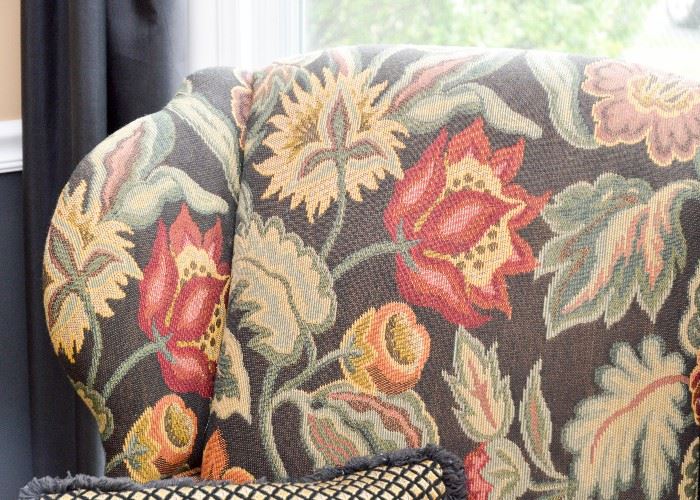 BUY IT NOW!  Lot #309, Wingback Chair with Floral Upholstery by Fairfield, (Approx. 39" W x 32" D x 44" H), $200