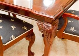 SOLD--Lot #312, Gorgeous Ball & Claw Dining Table with 6 Chairs & 2 Leaves, (Without Leaves Approx. 75" L x 45-1/4" W x 29-1/4" H, Leaves are each 19-1/2"), $1,000