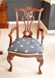 SOLD--Lot #312, Gorgeous Ball & Claw Dining Table with 6 Chairs & 2 Leaves, (Without Leaves Approx. 75" L x 45-1/4" W x 29-1/4" H, Leaves are each 19-1/2"), $1,000