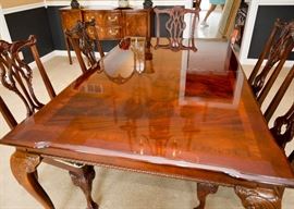SOLD--Lot #312, Gorgeous Ball & Claw Dining Table with 6 Chairs & 2 Leaves, (Without Leaves Approx. 75" L x 45-1/4" W x 29-1/4" H, Leaves are each 19-1/2"), $1,000